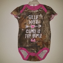 Realtree Edge Baby Bodysuit 3 Months Silly Boys Camo Is For Girls Pink Trim - $9.85