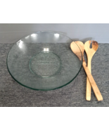 EcoGreen Glass 12.5&#39;&#39; Eco Vintage Retro Design Salad Bowl with 2 Tossers - £39.95 GBP