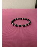 Handmade Black Crystal &amp; Silver Beaded Bracelet For Women Girls - $50.00