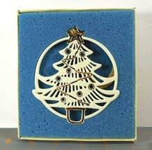 Mikasa Porcelain White Gold Christmas Tree Ornament Holiday Happiness - $16.00