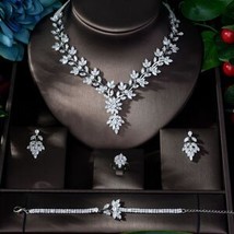 Super Luxury Leaf Leaves Full AAA Cubic Zirconia Women Wedding Dress Necklace Ea - £41.76 GBP