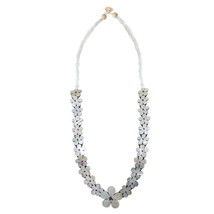 Plumeria Leis Tropical Dream Mother of Pearl Shells Necklace - £21.51 GBP