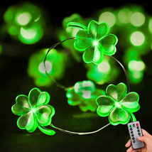 St. Patrick&#39;S Day Lights Shamrock String Lights Battery Operated 13 Feet 40 Leds - £15.63 GBP
