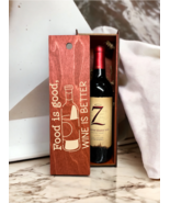 Engraved Wood Wine Box Food is Good Wine is Better Home Décor Gift Birthday - €29,94 EUR