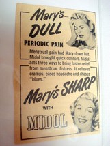 1953 Midol Ad Mary&#39;s Dull With Periodic Pain, Mary&#39;s Sharp With Midol - $7.99