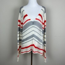 Wooden Ships Sweater Women M L Striped Long Sleeve Knit V-Neck Mohair Wool Blend - £31.88 GBP