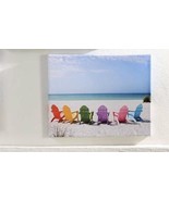 Beach Chairs Framed Print Stretched Canvas UV Protection 20&quot; long x 16&quot; ... - £28.15 GBP