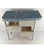 Vintage Baby Doll Changing Table Station Wood Wicker Pad Folding 1950s 1... - $133.98 CAD