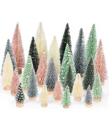 25 Pieces Artificial Frosted Sisal Christmas Tree Bottle Brush Trees wit... - £31.64 GBP