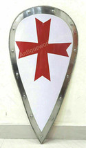 Medieval Knight Templar Crusader Metal Shield with Red Cross - £135.38 GBP