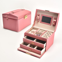 Three-layer Jewelry Storage Box Pink - £27.97 GBP