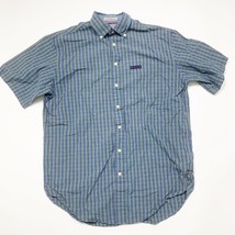 Cremieux Men&#39;s Plaid Short-Sleeve Button Down Shirt Medium Blue Green Bo... - $10.50