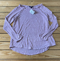 gibson NWT $55 women’s ruffle neck long sleeve top Size L violet L2 - £9.55 GBP