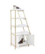 Large Cat Litter Box Enclosure with Storage and Ladder Shelf-White - Col... - $298.14 CAD