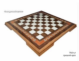 Wood chess board walnut 4-highest quality gift-handmade mosaic - £117.94 GBP