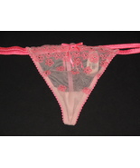 NWT Very Sexy Embellished Embroidered Sheer Pale&amp; Neon Pink Low-Rise V-S... - $32.50