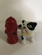 Spotted Bull Dog &amp; Fire Hydrant Salt Pepper Shakers Vintage VGPC - $27.10 CAD
