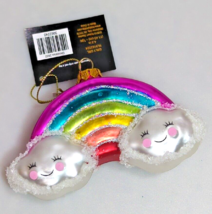 Robert Stanley Glass Glitter Smiling Rainbow Ornament NWT - £9.71 GBP