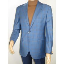 Men's Mono Turkey Sport Coat 100% Super 180s Wool 1480-01 Blue Plaid image 5
