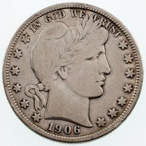 1906-D 50C Barber Half Dollar in Fine Condition, Light Gray Color - €53,90 EUR