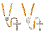Divine Mercy &amp; Miraculous Medal Wood Bead Corded Rosary Set Catholic - £15.89 GBP
