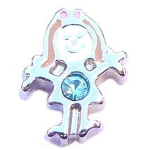 An item in the Crafts category: March Girl Silvertone Floating Locket Charm