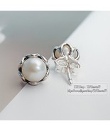 925 Silver / 14K gold-plated ,  Cultured Elegance with White Pearl Stud ... - £13.15 GBP