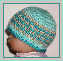 Tan Turquoise Robin&#39;s Egg Blue Newborn Striped Baby Boys Hat Beanie Boy - $10.00