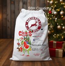 Christmas Santa Grinch Bag Gift Sack Presents Bag | Name on Sack Included - $15.84