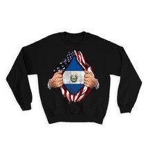 El Salvador : Gift Sweatshirt Flag USA Chest American Salvadorean Expat ... - $28.95