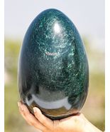 XL 25CM Green Jade Crystal Egg Carved Stone Sculpture Reiki Healing Display - $1,066.98