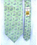 Vineyard Vines Police Car Policeman Print on Green Silk Tie NEW Handmade in USA - $42.75