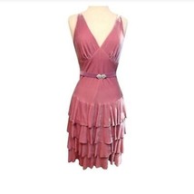 Laundry by Shelli Segal Rose Pink Velvet Boho Ruffle Layered Dress Sz 8-... - $44.99