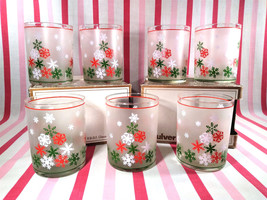 Festive Vintage Culver 7pc Frosted Snowflake #323 Tumbler Rocks Glasses ... - $38.00