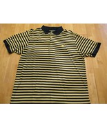 Masters Collection Men&#39;s Polo Size L Pima Cotton Blue Yellow Striped Aug... - £15.56 GBP