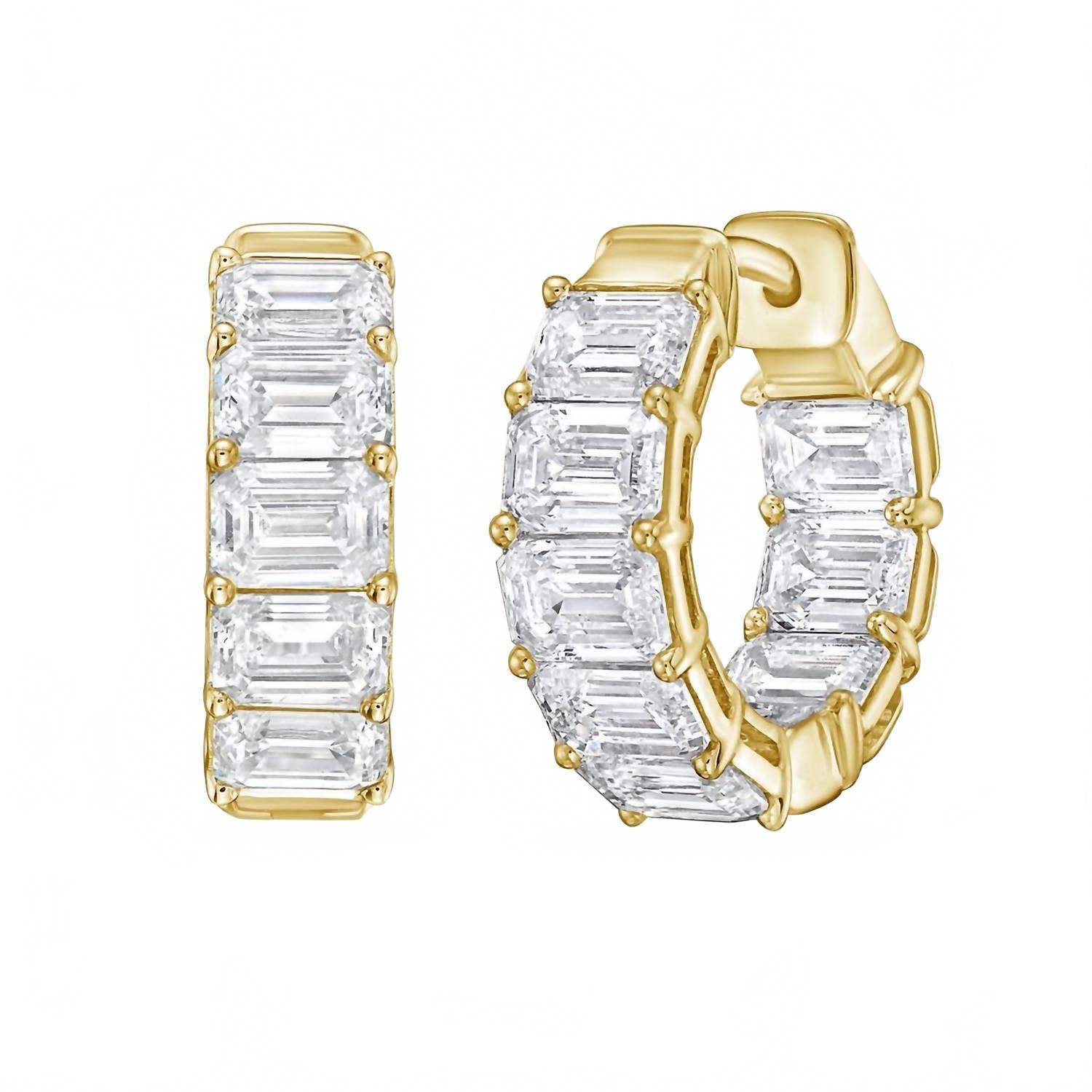 Diana M Jewels Women&#39;s Lab Grown Emerald Cut Diamond Huggie Hoops Earrin... - $1,236.51