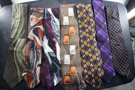 Silk Tie Lot Vtg Geometric 80s Lamberti Calvin Klein Brutini Nipon Giacomo 12 - £47.48 GBP