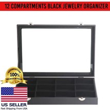 Jewelry Organizer Tray with Clear Lid 12 Grid Velvet Drawer Jewelry Storage - $21.49