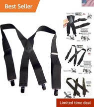 Heavy-Duty 2&quot; Wide X-Back Suspenders with No-Slip Metal Clips for Big Men - $49.50