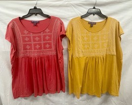 Two Soft Knit Embroidered Gloria Vanderbilt Made In India XXL Tops - $20.57 CAD