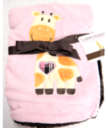 Giraffe Pink Soft Plush Reversible Baby Girl Blanket New 30x40 Brown Ado... - £11.09 GBP