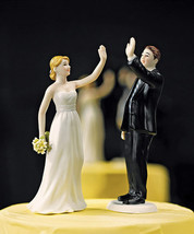 &quot;High Five&quot; Cute Funny Bride Groom Wedding Cake Topper Hair &amp; Veil Customization - £38.81 GBP