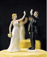 &quot;High Five&quot; Cute Funny Bride Groom Wedding Cake Topper HAIR &amp; VEIL CUSTO... - $48.98