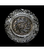 Cut Crystal Round Floral Stars Cigarette Cigar Ashtray Heavy 6.5&quot; diam. ... - £19.76 GBP