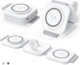 3 in 1 Wireless Charging Station Compatible With Apple Charger, Foldable (White) - £18.57 GBP