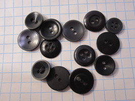 Vintage lot of Sewing Buttons - Mix of Black Rounds - £7.86 GBP