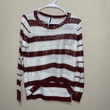 West 36th Sweater WHITE BURGUNDY Gold Shimmer SZ S/M NEW - £54.25 GBP