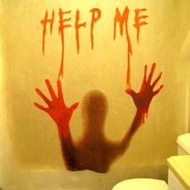 Treasure Gurus Bloody Help Me Shower Bath Curtain Horror Prop Scary Halloween Pa - $35.99