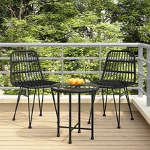 vidaXL Patio Chairs 2 pcs Black 18.9&quot;x24.4&quot;x33.1&quot; PE Rattan - £136.23 GBP