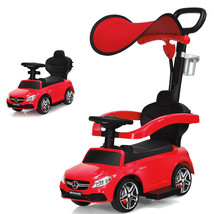 Costway 3 in 1 Ride on Push Car Mercedes Benz Toddler Stroller Sliding Car Red - £109.37 GBP
